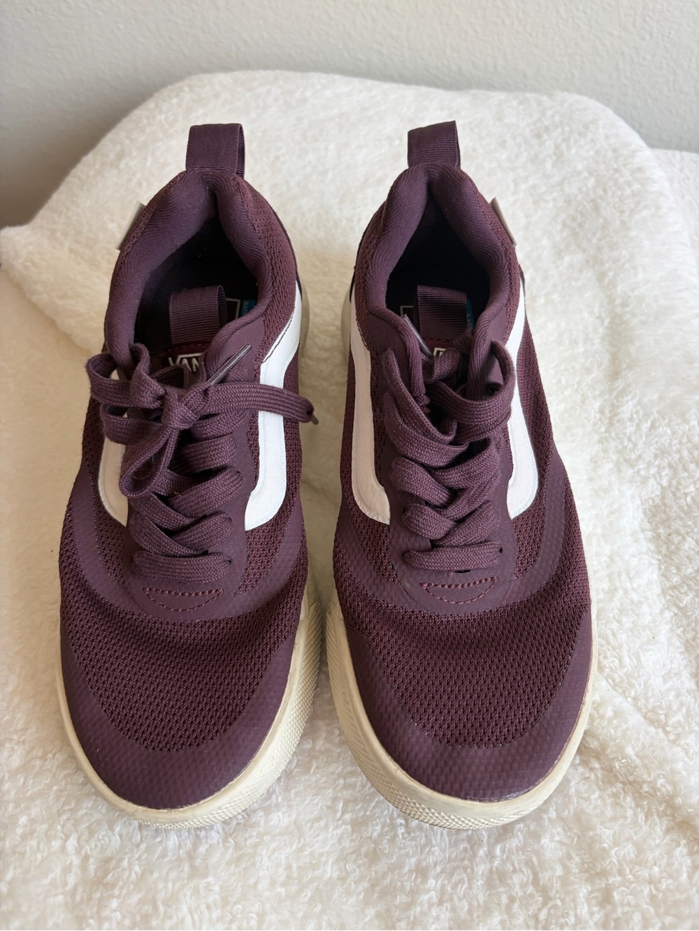Vans Maroon Sneakers with White Stripe